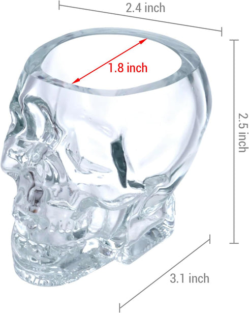 MyGift Set of 6 Skull Shot Glasses, 2.8 oz Clear Glass Novelty Drinkware for Halloween Parties & Home Decor
