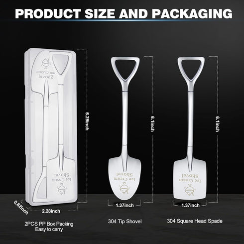 IQworks 2 Set 304 Pcs Ice Cream Shovel - Funny Loving Gift (Birthday/Holiday Gift for Family and Friends), Premium