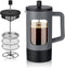 YOLIFE 34oz French Press Coffee Maker, 4 Cup, Heat-Resistant Borosilicate Glass, Portable Cold Brew (Grey/Black)