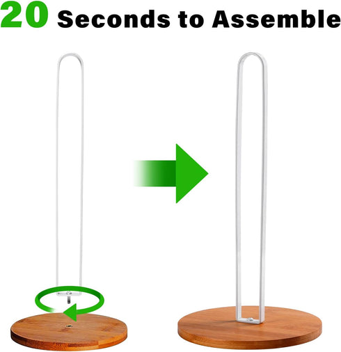 Wood Paper Towel Holder, Free-Standing Kitchen Towel Holder with Non-Slip Wooden Base for Countertop