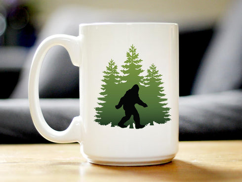 Bigfoot Coffee Mug - Funny Bigfoot Gifts for Sasquatch Enthusiasts - Large 15oz White Ceramic Mug