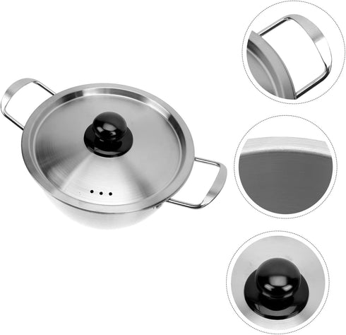 Ciieeo Stainless Steel Instant Noodle Pot Set with Lids, Korean Cooking Pots for Ramen and Soup