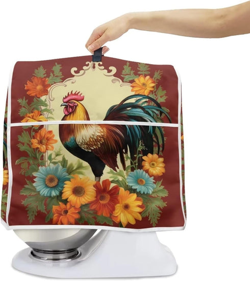 Upetstory Chicken Rooster Kitchen Aid Mixer Cover with Pockets,Kitchen Stand Mixer Cover Compatible with 4.5-5 Quart Kitchen Mixers,Toaster Dust Covers Kitchen Aid Mixer Assecories