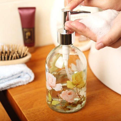 17 oz Glass Soap Dispenser Bottle with Pump,Refillable Liquid Hand Dispenser for Bathroom, Kitchen Soap Dispenser