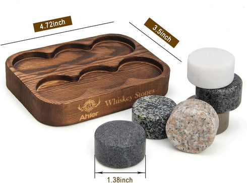 Whiskey Stones, Set of 6 Reusable Ice Cubes, Perfect Whiskey Gifts for Men, Chilling Stones for Drinks