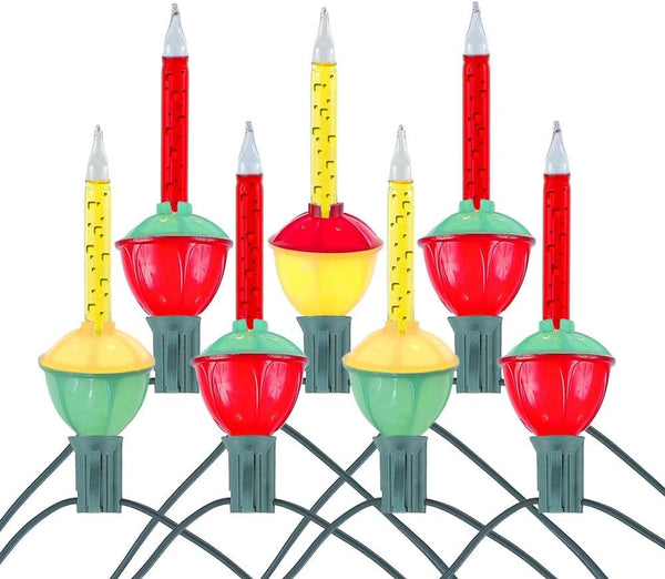 Novelty Lights Traditional Bubble Light Set, 6 Feet, 7 Bulbs Red/Yellow Liquid with Multicolor Bases