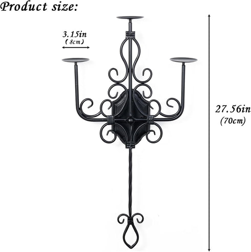 Holder3 RoomSet 1 Large Wall Sconce Candle Iron Candelabra,Gothic Victorian Metal Wall DecorOversized Wall Candle