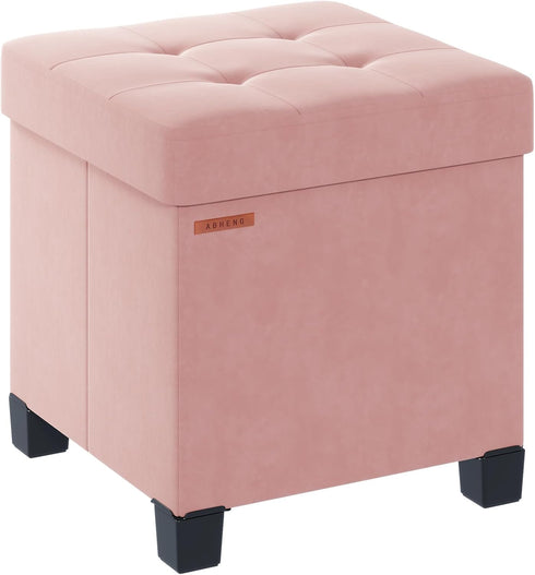 ABHENG Cube Storage Ottoman, Velvet Foot Stool with Feet, Folding Storage Bench,