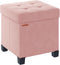 ABHENG Cube Storage Ottoman, Velvet Foot Stool with Feet, Folding Storage Bench,