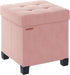 ABHENG Cube Storage Ottoman, Velvet Foot Stool with Feet, Folding Storage Bench,