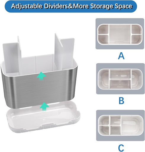 Detachable Large Electric Toothbrush Holders for Bathroom Organizer Countertop, Brushed Nickel Storage Caddy for Family