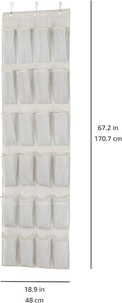 24 24 Amazon Basics Medium Mesh Pocket Over-the-Door Hanging Shoe Organizer, Space Saving Shoe Storage, Light Grey |
