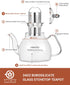 6 1000ml 33.8oz TETWIN Glass Teapot Including Blooming Flower Tea Balls, Stovetop Safe Tea Pot with Removable Infuser