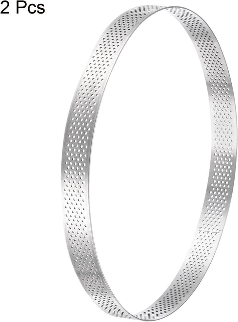 uxcell 2pcs Stainless Steel Cake Rings for Baking, Perforated Mousse Ring, 7.8" Diameter