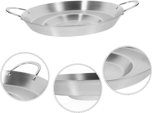 DOITOOL Stainless Steel Flat Frying Pan, Comal Frying Bowl, Heavy Duty Outdoors Cookware Stir Fry Pan (38cm) Mexican
