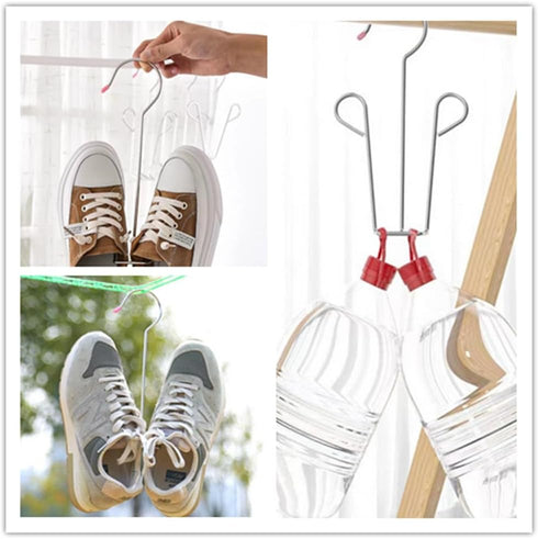 3 Pack Organizer,Closet Stainless Steel Shoes Hanger Drying Rack for Dehumidifying Hanging Leather Shoes,Double Hook