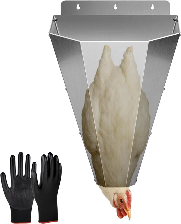 Bester Large Chicken Cone for Butchering, Upgraded Thickened Stainless Steel Kill Cone, Flat-Back