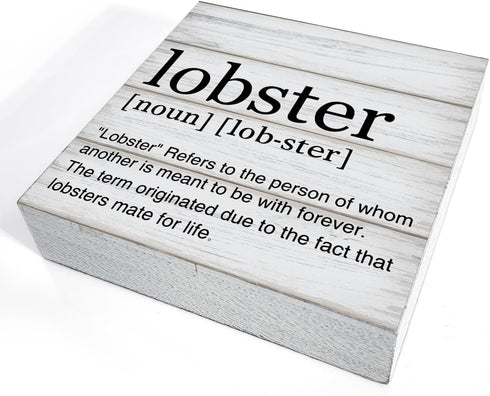 Dumyum 5 5 Inches Lobster Definition Decor Lobster Definition Wooden Box Sign Rustic Desk Decorative Wooden Sign Home