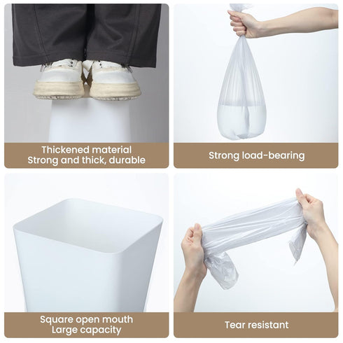 6 Pack 1.6 3 White,6) Eccliy Gallons Trash Can Small Bathroom Plastic Trash Can with Rolls of Bags for Bedroom Home
