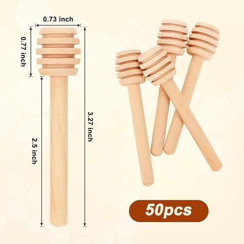 AUGHOA 50 3 Inch PCS Honey Dipper Sticks, Wooden Honeycomb Sticks, Mini Honey Stirrer Sticks for Honey Jar Dispense