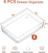 SMARTAKE 6 PCS Clear Plastic Drawer Organizers Set, Large Size Non-Slip Desk Drawer Organizer, Versatile Bathroom and Vanity Drawer Organizer Trays for Makeup, Bedroom, Office, Kitchen Utensils by SMARTAKE
