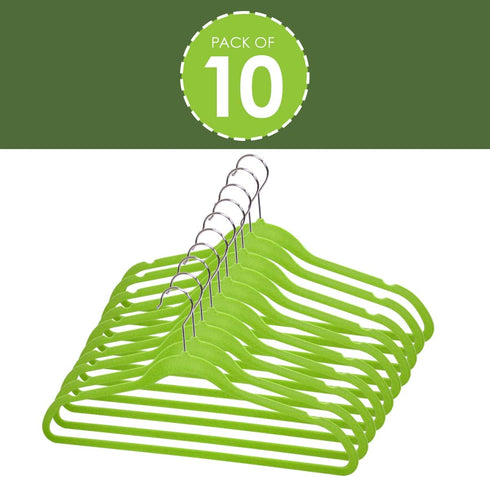 10 PACK VELVET HANGER, GREEN