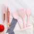 Set Collfa Rose Gold And Pink Kitchen Utensil Small Five-Piece Mini Silicone Kids Kitchen Tools Whisk Spatula Tongs