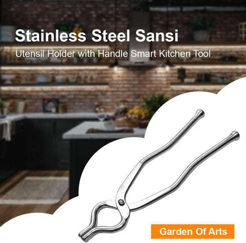 Stainless Steel Tongs/Utensil Holder with Handle, Smart Kitchen Tool for Cooking