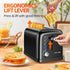 Black 2 Slice Toaster, Extra Wide Slot for Bagels, 7 Shade Settings, Removable Crumb Tray