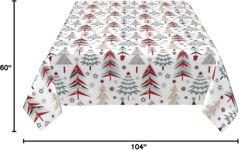 AGAYNA 60x104 Inch Christmas Tablecloth Rectangle Colorful Red Green Christmas Tree Table Cloth,Stain Resistance