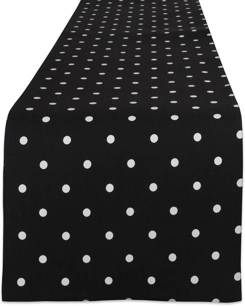 DII Polka Dot Kitchen Collection - Table Runner, 14x72, Black/White Reversible