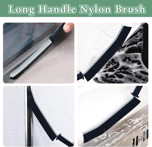 Hard Bristle Crevice Cleaning Brush, 8Pcs Multifunctional Tools for Household Use, Black