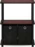Furinno Go Green 3-Tier Multipurpose Storage Shelf with Bins, Dark Cherry/Black