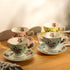 Set 4, 8 oz, Set BTaT- Floral Tea Cups and Saucers, of Fine Porcelain Teacup with Gold Trim for Afternoon Tea