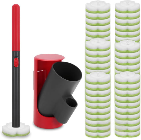 Disposable Toilet Brush Cleaning System with Wand Cleaner Refills,Toilet Cleaning Stick,Wall Mounted