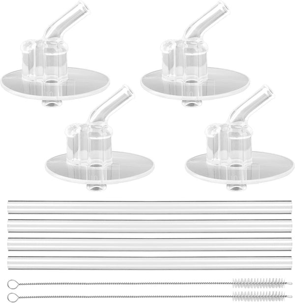 BOXOB 4pcs Replacement Clear Straws for Thermos Funtainer 12 oz Bottles, Kids Toddler