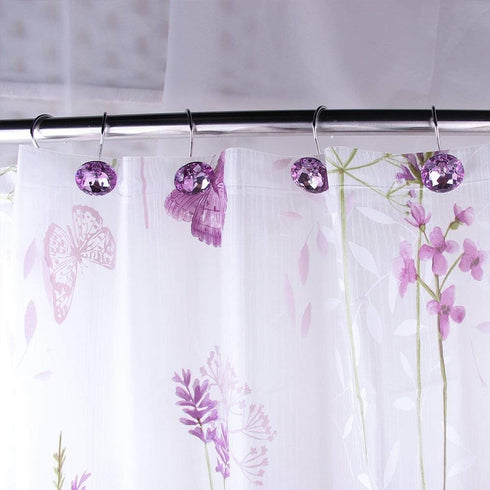 iiEASEST Quality Acrylic Decorative Shower Curtain Hooks Rings, Set of 12 (Purple)