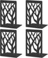 VFINE 4-Piece Modern Metal Bookends for Shelves, Black Tree Book Ends for