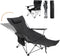 Reclining Camping Chair with Removable Footrest, Adjustable Camping Lounge Beach Chair with