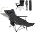 Reclining Camping Chair with Removable Footrest, Adjustable Camping Lounge Beach Chair with