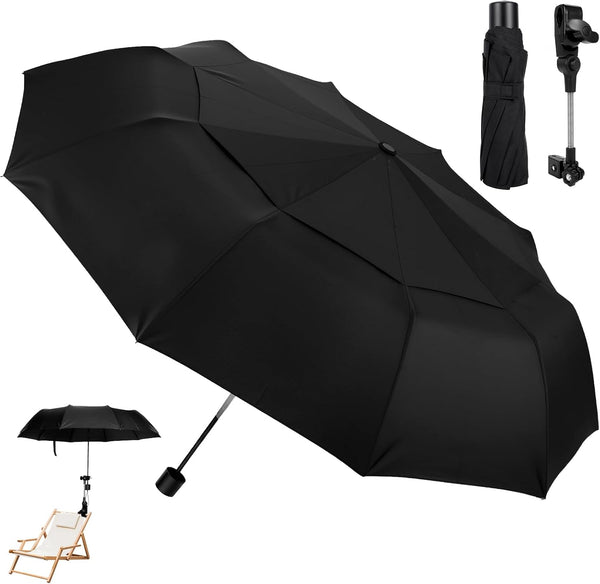 Tarswesi Chair Umbrella with Universal Clamp, Double Canopy Sunshade, Adjustable 360 Swivel, UPF