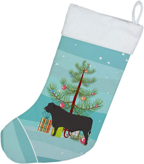 Caroline's Treasures BB9195CS Teal Black Angus Cow Christmas Stocking, Fireplace Hanging Stockings, Holiday Decor
