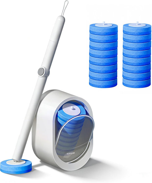 16 SOPAMI Disposable Toilet Cleaning System - Toilet Wand Kit with High-Performance Refills, Wall Mounted Toilet Brush