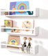 24 Inch Set 3, AZSKY Nursery Bookshelves White, Floating Bookshelves for Wall of Baby Kids Room Decor, Solid Wood Wall