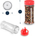 RoyalHouse 12 Pack 5.5 Oz Plastic Spice Jars with Red Cap, Clear and Safe Plastic Bottle Containers with Shaker Lids for Storing Spice, Herbs and Seasoning Powders, BPA Free, Made in USA