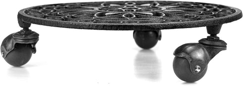 Fasmov Cast Iron Plant Stand Plant Pallet Caddy Plant Pot with Heavy Duty Wheels Indoor Planter Trolley Casters Rolling