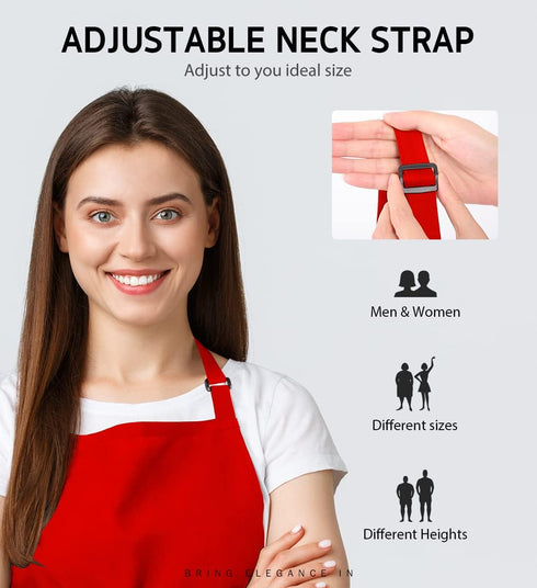 Syntus 2 Pack Adjustable Bib Apron, Waterdrop Resistant with 2 Pockets for Cooking Kitchen