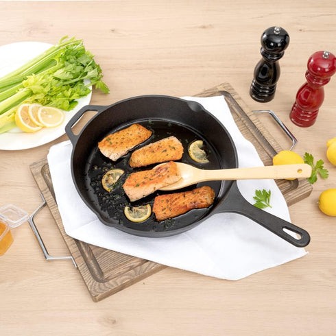 Restaurantware Met Lux 11.75 Inch Cast Iron Skillet, Pre-Seasoned Fry Pan for Indoor/Outdoor Cooking