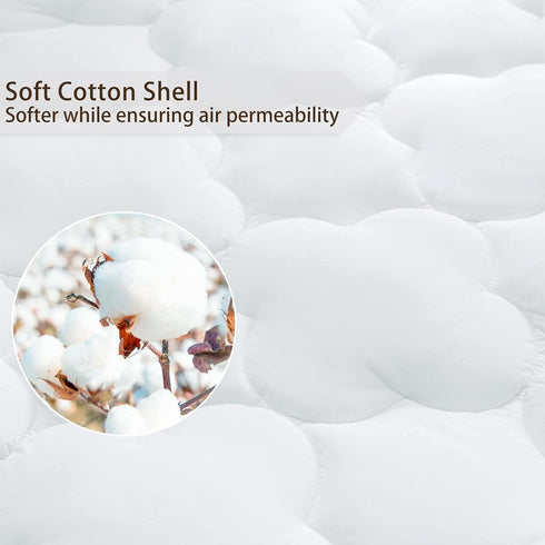 WhatsBedding Waterproof Mattress Pad, Full Size Cotton Top with Down Alternative Filling, Fitted Quilted White Mattress