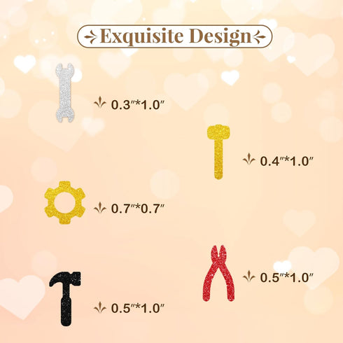 150pcs Construction Confetti, Tools Table Confetti for Boy Men, Black Glitter Wrench Gear Birthday Decoration